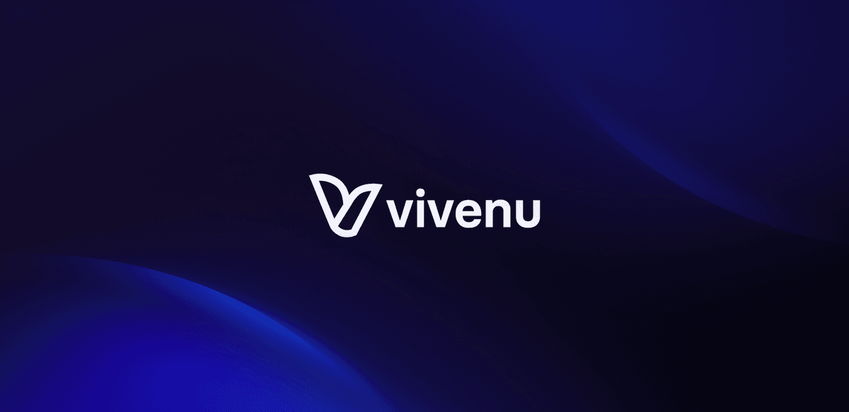 vivenu Logo auf blauem Hintergrund