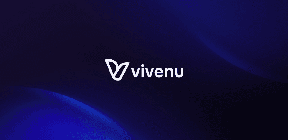 vivenu logo on a blue background
