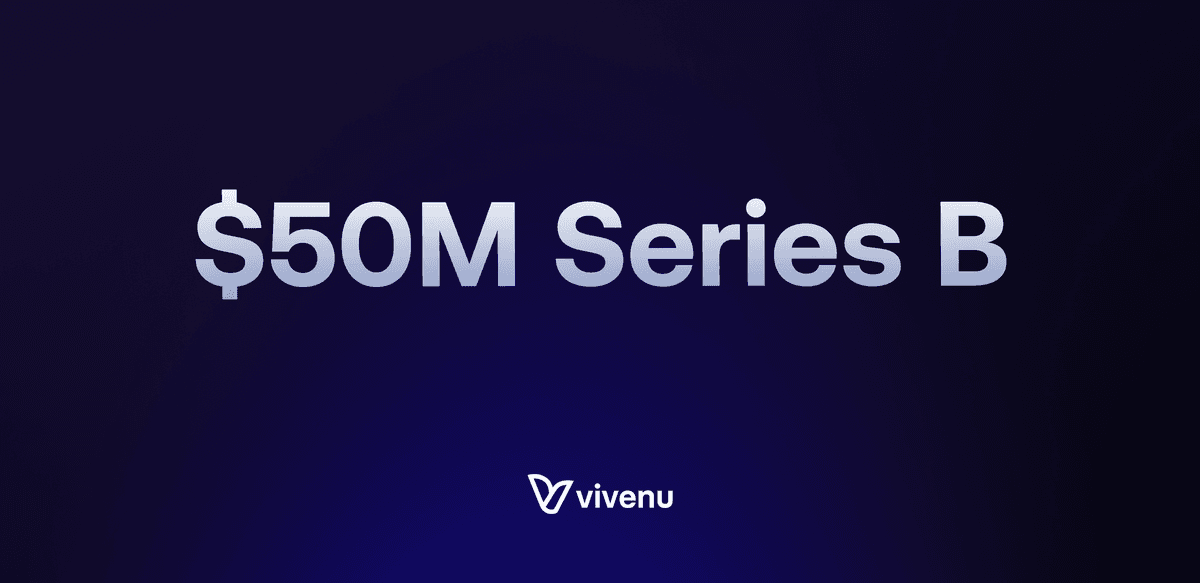 Text "$50 M Series B" mit vivenu Logo