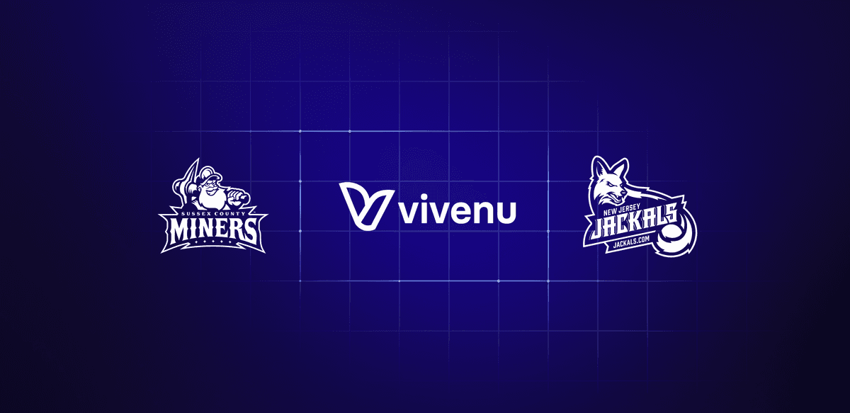 Logos of vivenu, New Jersey Jackals, and Sussex County Miners